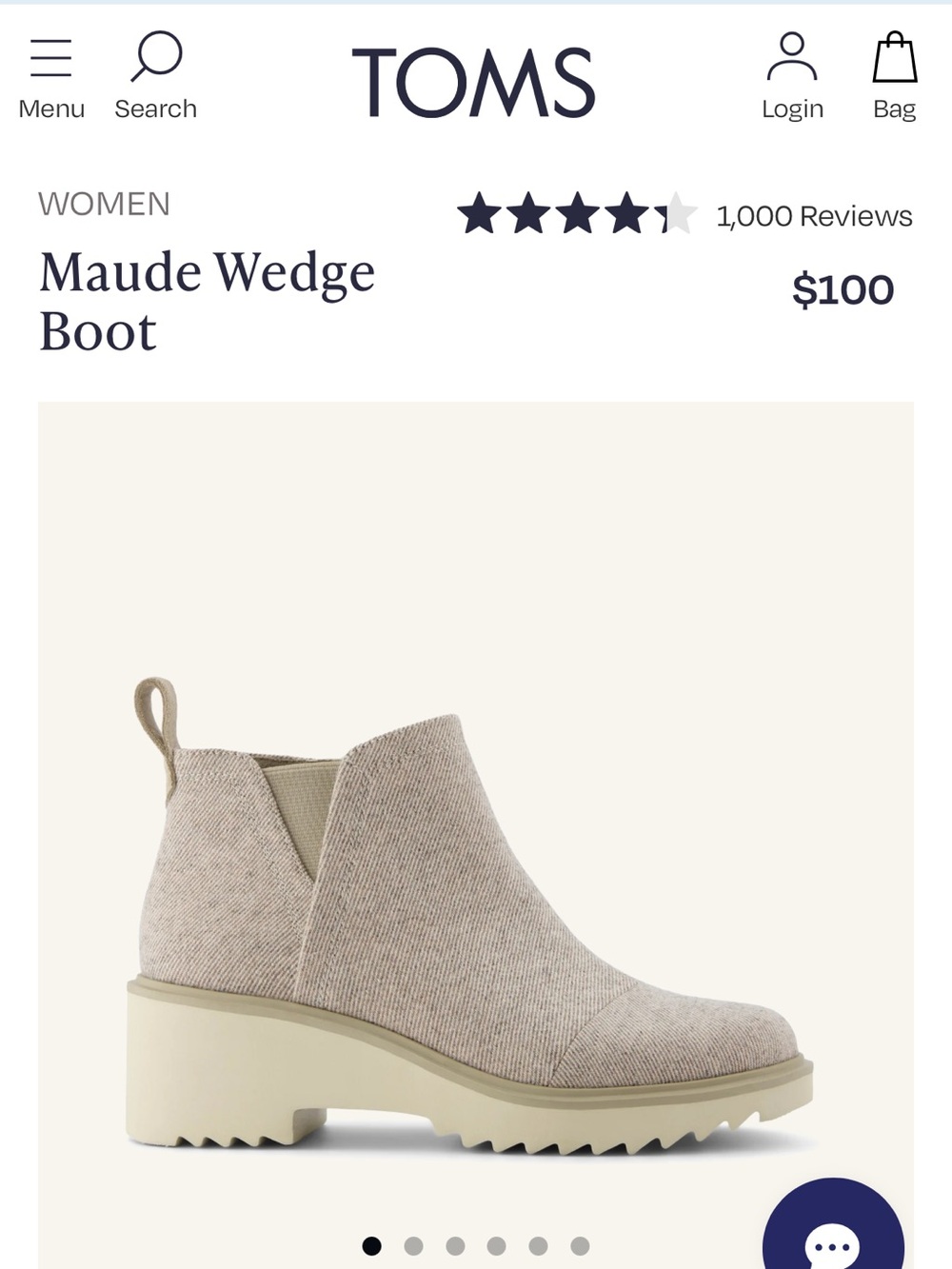 TOMS Maude Wedge Boot in Natural Beige